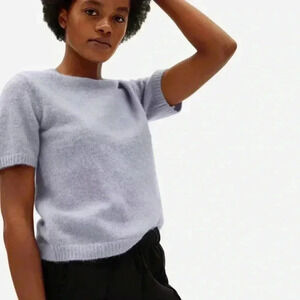 Everlane The Alpaca Sweater Tee Small purple lilac short sleeve